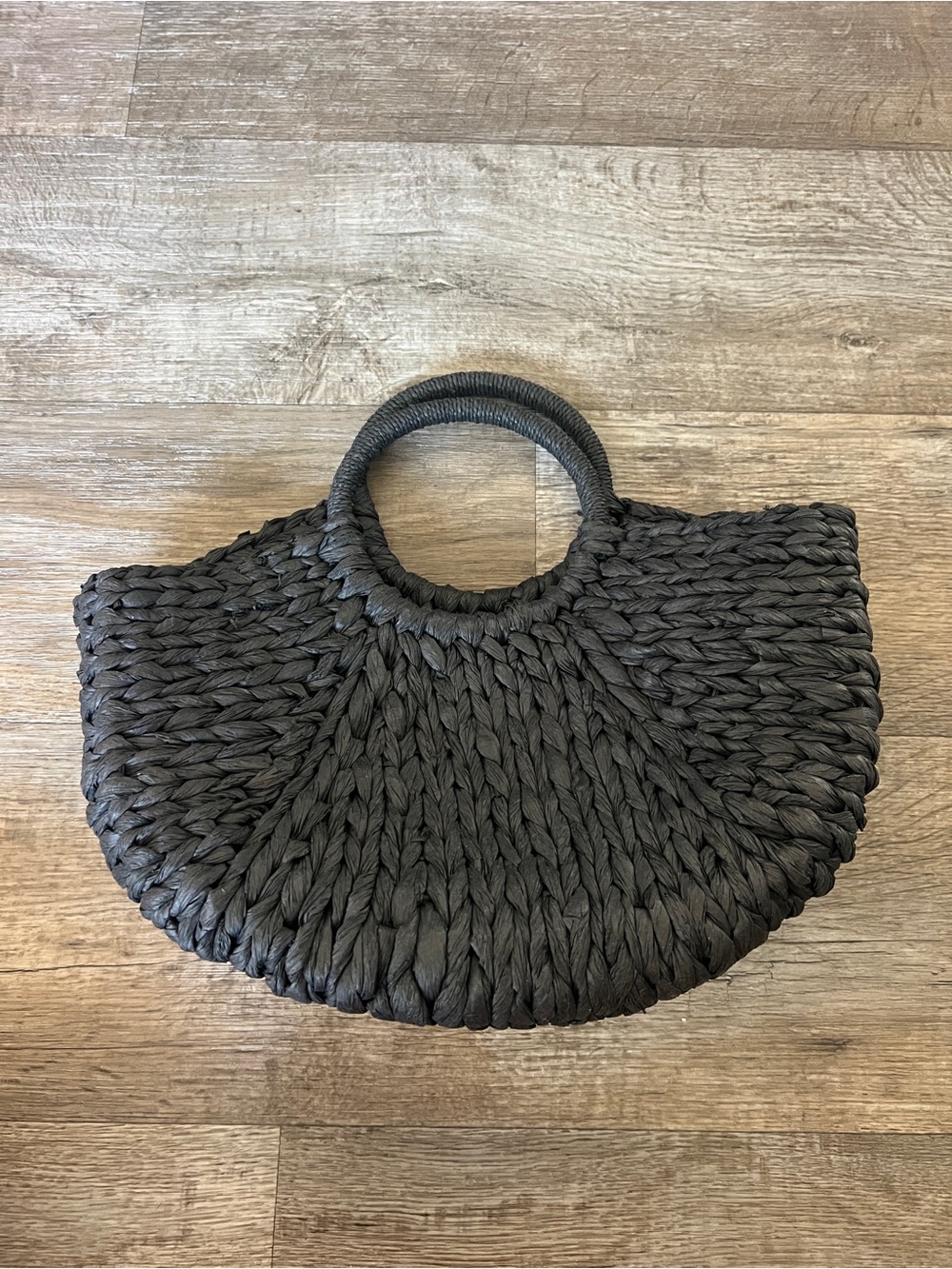 Zara Basic Woven Raffia Straw Handbag in Black - Picture 4 of 7